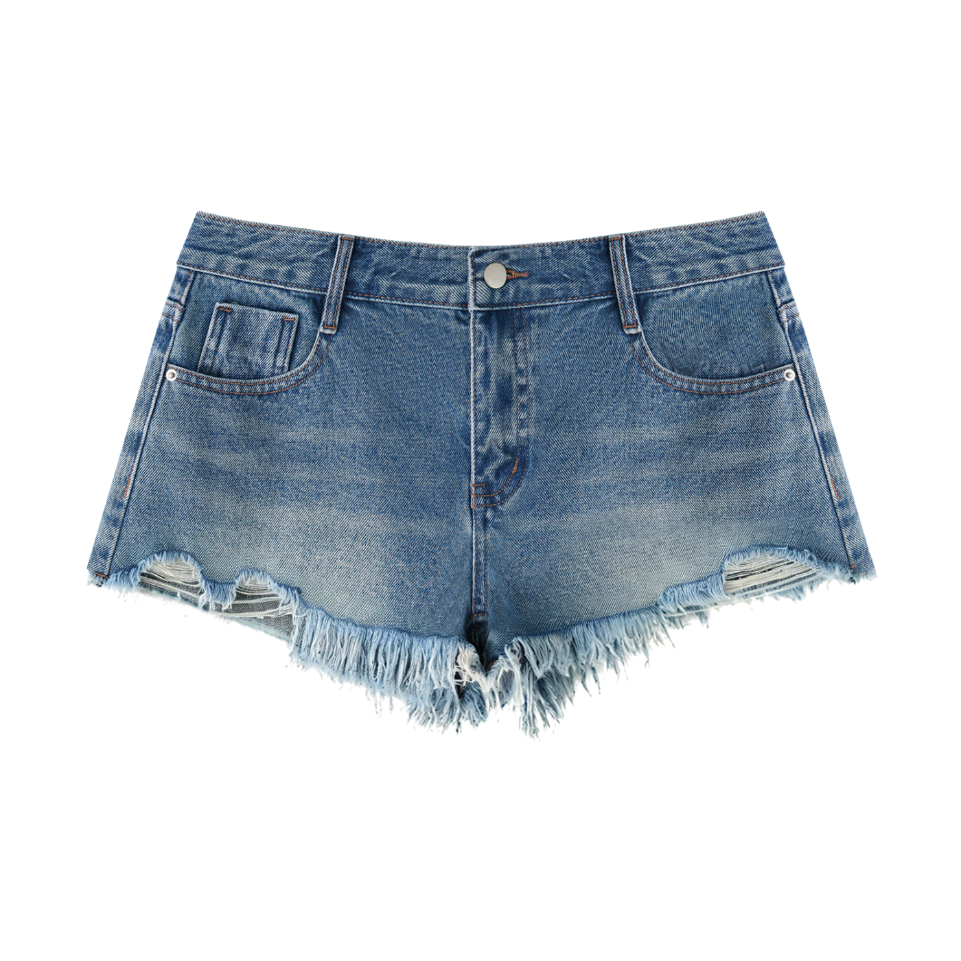 Vintage Wash Raw Hem Denim Shorts