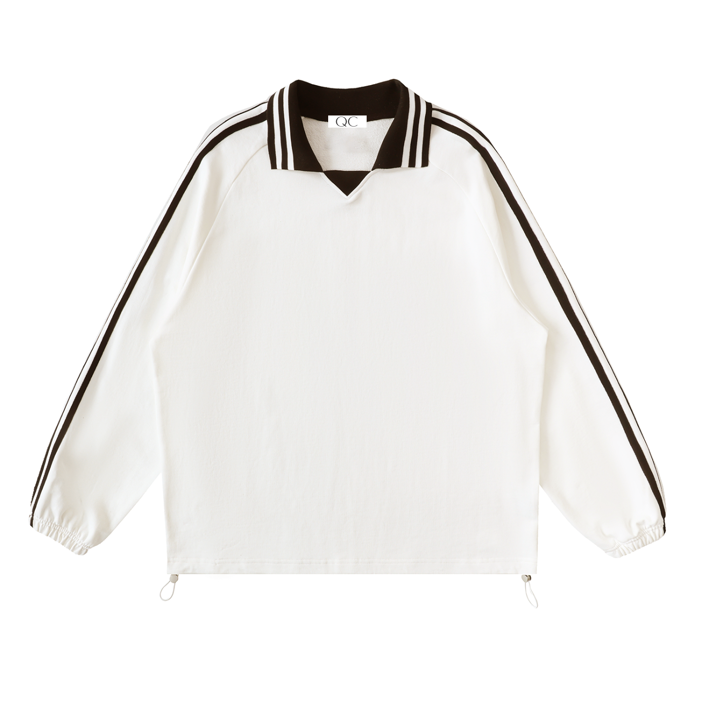 QC Striped Lapel Collar Sweatshirt
