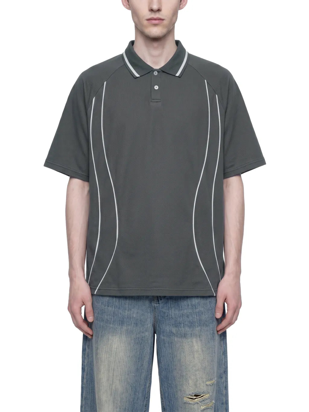 Unisex Raglan Piping Polo Shirt